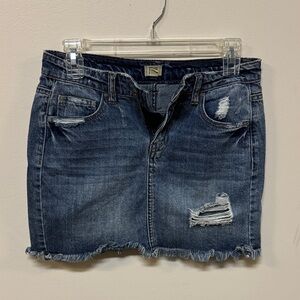 True Craft Dark Blue Distressed Mini Skirt